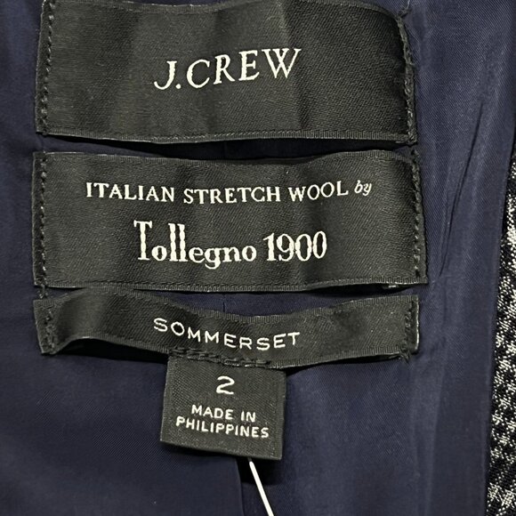 J Crew Sommerset Blazer Women 2 Heather Grey Plaid Italian Wool Tollegno Stretch - Picture 6 of 11